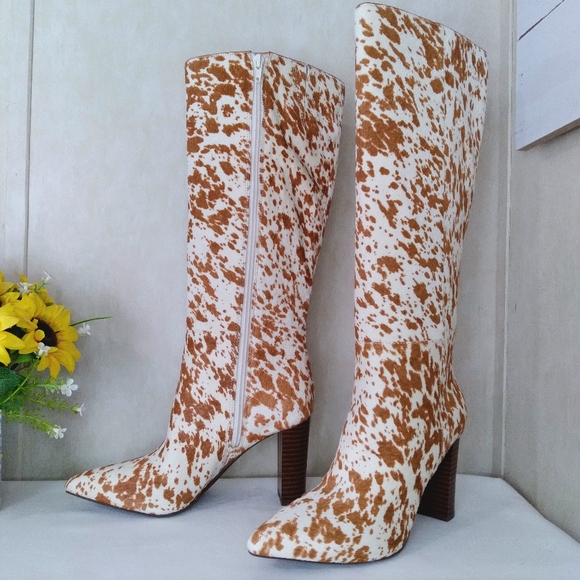INC International Concepts Shoes Inc Calf Hair Animal Print Western